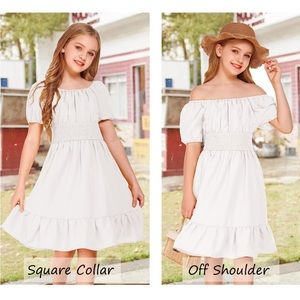 Tie Back Short Sleeve Ruffle Off Shoulder Casual Elegant Dress